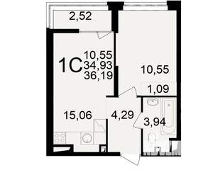1-к квартира, вторичка, 35м2, 8/25 этаж