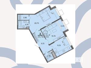 2-к квартира, вторичка, 67м2, 15/22 этаж