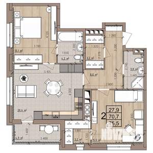 2-к квартира, строящийся дом, 76м2, 3/25 этаж