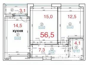 2-к квартира, вторичка, 57м2, 22/27 этаж