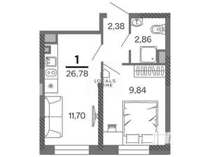 1-к квартира, вторичка, 27м2, 8/25 этаж