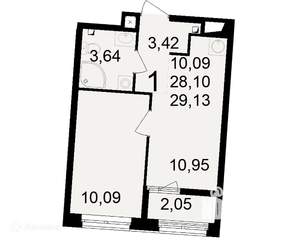 1-к квартира, вторичка, 29м2, 11/24 этаж