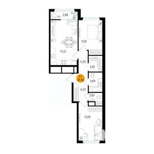 2-к квартира, вторичка, 60м2, 8/25 этаж