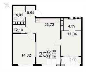 2-к квартира, вторичка, 67м2, 14/22 этаж