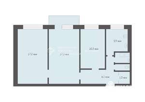 3-к квартира, вторичка, 61м2, 3/5 этаж