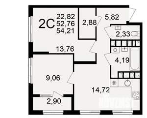 2-к квартира, вторичка, 53м2, 15/21 этаж