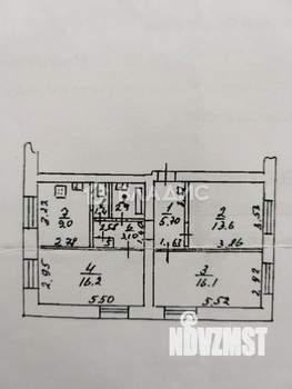 3-к квартира, вторичка, 69м2, 1/2 этаж