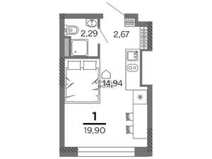 Студия квартира, вторичка, 20м2, 17/25 этаж