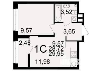 1-к квартира, вторичка, 29м2, 22/25 этаж