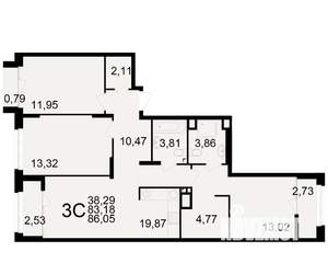 3-к квартира, вторичка, 83м2, 4/25 этаж