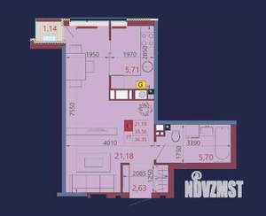 1-к квартира, вторичка, 37м2, 7/12 этаж