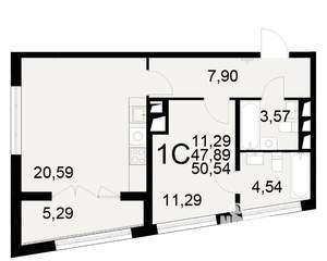 1-к квартира, вторичка, 48м2, 13/25 этаж