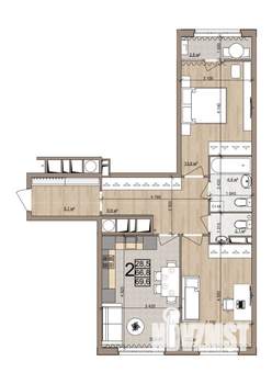 2-к квартира, вторичка, 70м2, 8/25 этаж