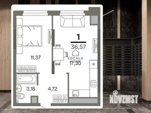1-к квартира, вторичка, 37м2, 18/26 этаж