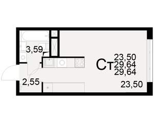 1-к квартира, вторичка, 30м2, 2/25 этаж