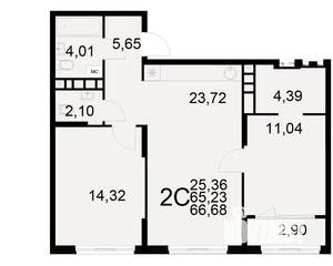 2-к квартира, вторичка, 65м2, 14/21 этаж