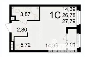 1-к квартира, вторичка, 28м2, 5/24 этаж