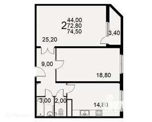 2-к квартира, вторичка, 75м2, 9/18 этаж