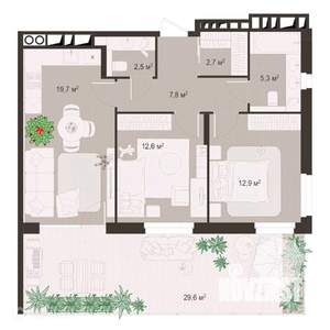 2-к квартира, вторичка, 94м2, 1/9 этаж