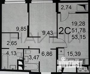 2-к квартира, вторичка, 52м2, 22/23 этаж