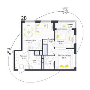 2-к квартира, вторичка, 56м2, 20/25 этаж