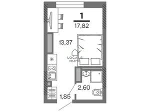 Студия квартира, вторичка, 18м2, 17/25 этаж