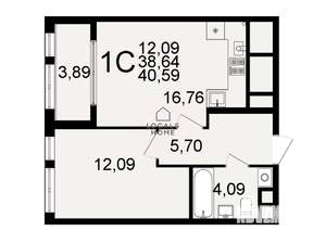 1-к квартира, вторичка, 41м2, 15/26 этаж