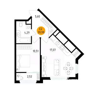 1-к квартира, вторичка, 40м2, 8/25 этаж
