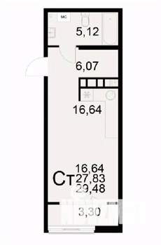 1-к квартира, вторичка, 29м2, 14/22 этаж
