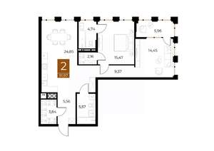 2-к квартира, вторичка, 92м2, 4/8 этаж