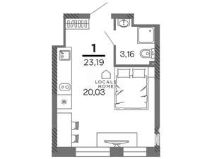 Студия квартира, вторичка, 23м2, 15/25 этаж