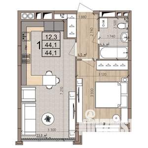 1-к квартира, вторичка, 44м2, 3/9 этаж