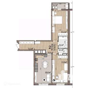 2-к квартира, вторичка, 80м2, 24/26 этаж