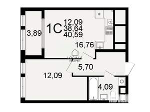 1-к квартира, вторичка, 41м2, 22/26 этаж