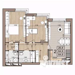 2-к квартира, вторичка, 65м2, 17/25 этаж