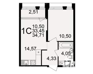 1-к квартира, вторичка, 33м2, 9/25 этаж