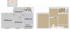 2-к квартира, вторичка, 62м2, 17/22 этаж