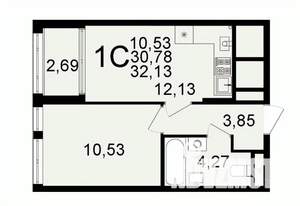 1-к квартира, вторичка, 32м2, 25/26 этаж