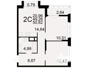 2-к квартира, вторичка, 49м2, 11/25 этаж