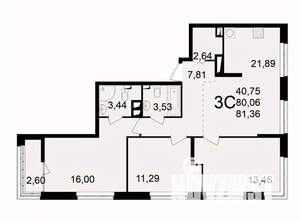 3-к квартира, вторичка, 81м2, 2/11 этаж