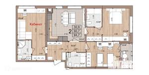 2-к квартира, вторичка, 95м2, 1/17 этаж