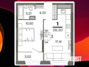 1-к квартира, вторичка, 37м2, 7/26 этаж