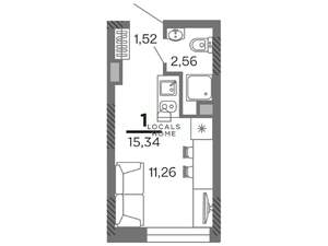 Студия квартира, вторичка, 15м2, 3/25 этаж
