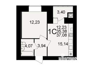 1-к квартира, вторичка, 35м2, 1/15 этаж