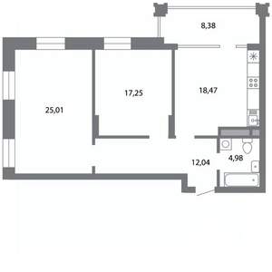 2-к квартира, строящийся дом, 82м2, 2/5 этаж