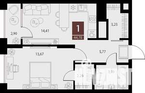 1-к квартира, вторичка, 45м2, 12/15 этаж