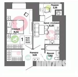 1-к квартира, вторичка, 40м2, 14/16 этаж