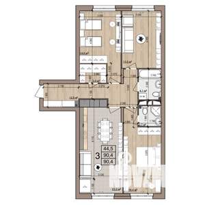 3-к квартира, вторичка, 90м2, 19/25 этаж