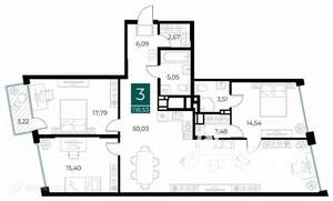 3-к квартира, вторичка, 119м2, 9/14 этаж