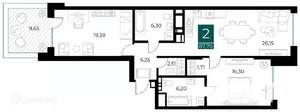 2-к квартира, вторичка, 88м2, 2/14 этаж